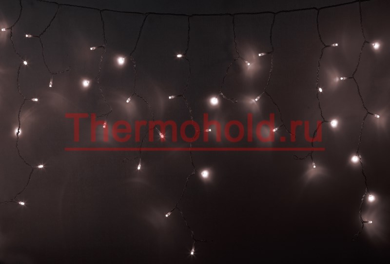 Гирлянда новогодняя Айсикл (бахрома) светодиодный, 4,8 х 0,6 м, прозрачный провод, диоды ТЕПЛО-БЕЛЫЕ