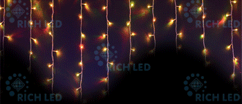 Бахрома RGB Хамелеон Rich LED 5*0,7 м, 220 В, автосмена, цвет: RGB Хамелеон, провод: прозрачный IP54