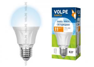 LED-A60-11W/NW/E27/FR/S Лампа светодиодная Volpe. Форма "A", матовая колба. Материал корпуса термопластик. Цвет свечения белый. Серия Simple. Упаковка