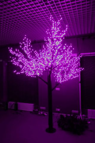 Светодиодное дерево "Сакура", высота 1,5м, диаметр кроны 1,8м, фиолетовые светодиоды, IP 54, понижаю