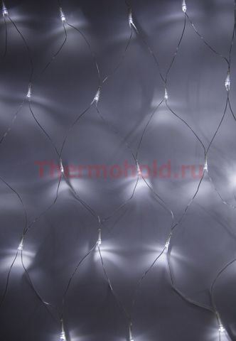 Гирлянда новогодняя - сеть светодиодная 1,5х1,5м, свечение с динамикой, прозрачный провод, диоды БЕЛ