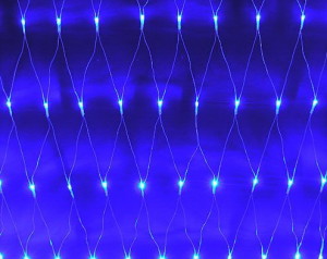 Светодиодная сеть, прозрачный провод, постоянного свечения,  2х1м, 80 диодов, цвет синий (FS-SNL-80-240V-B)