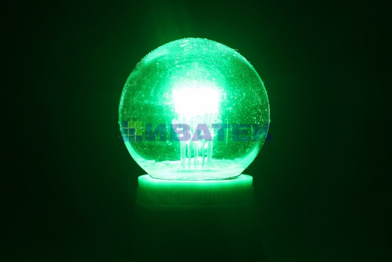 Лампа для новогодней гирлянды "Белт-лайт" шар LED е27 DIA 45, 6 зеленых светодиодов, эффект лампы на