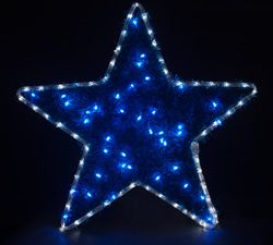 Каркасная световая фигура 230V, LT015  "звезда", 4м LED белый+синий, 24 LED/1м,  60*60см, IP44