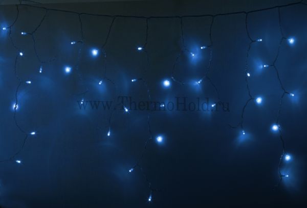 Гирлянда новогодняя Айсикл (бахрома) светодиодный, 4,8 х 0,6 м, прозрачный провод, 220В, диоды Синие