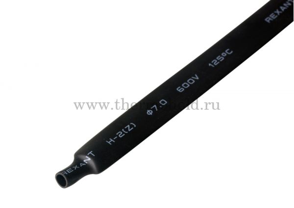 Термоусаживаемая трубка REXANT 7,0/3,5 мм, черная, упаковка 50 шт. по 1 м