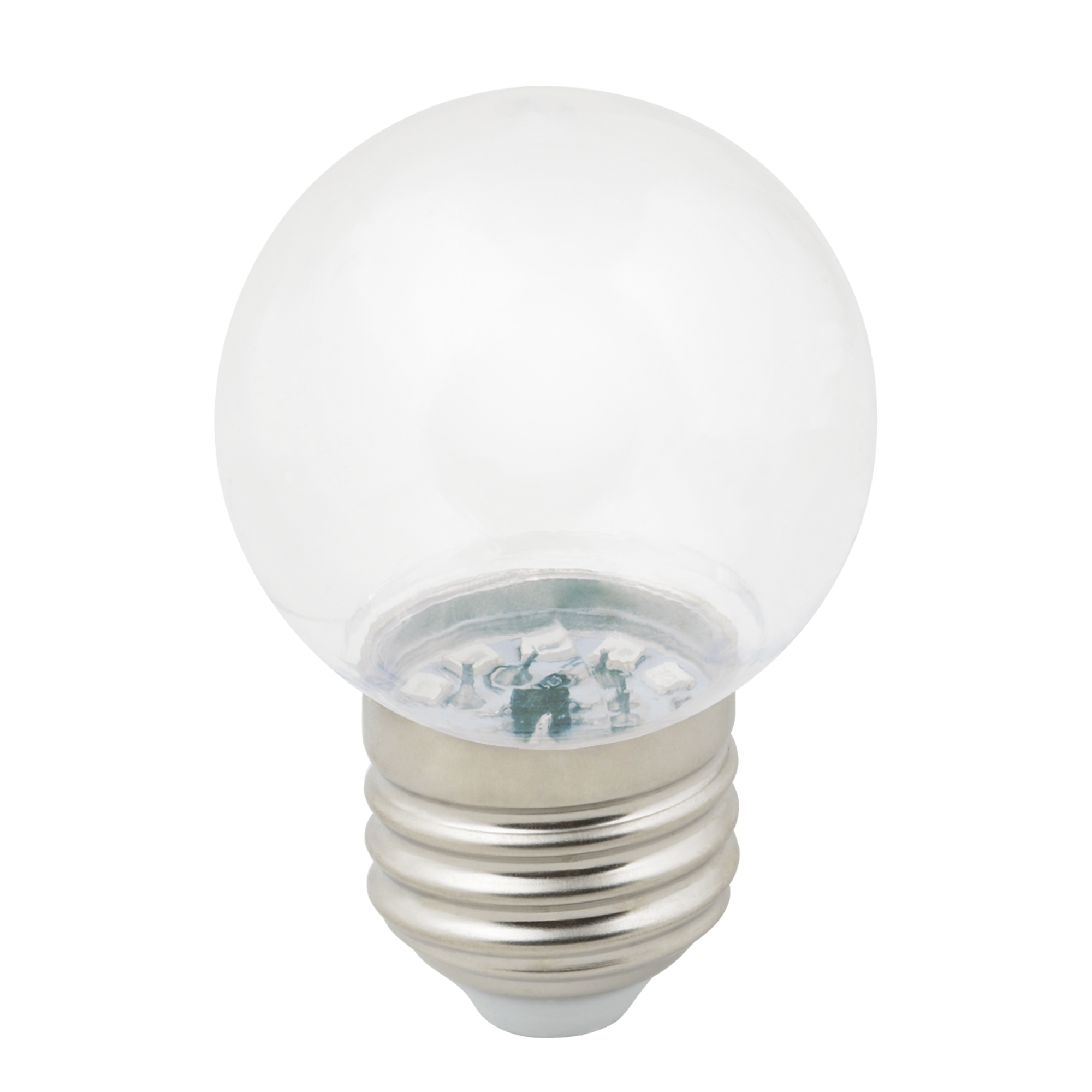 Изображение LED-G45-1W-3000K-E27-CL-С Лампа декоративная светодиодная. Форма шар. прозрачная. Теплый белый свет 3000K. Картон. ТМ Volpe.  интернет магазин Иватек ivatec.ru