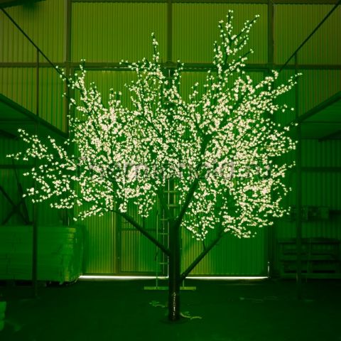 Светодиодное дерево "Сакура", высота 2,4 м, диаметр кроны 1,72м, Зеленые диоды, IP 44, понижающий тр
