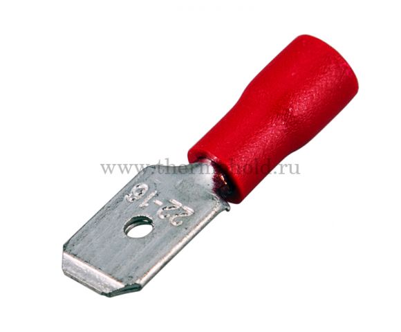 Клемма плоская изолированная штекер 6.3 мм 0.5-1.5 мм² (РПи-п 1.5-(6.3)) красная REXANT  уп 100шт