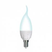 LED-CW37 7W/4000K/E14/FR/DIM PLP01WH Лампа светодиодная, диммируемая. Форма «свеча на ветру», матовая. Серия Яркая. Белый свет (4000K). Картон. ТМ Uni