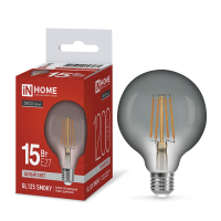 Лампа светодиодная LED-GL125-deco smoky 15Вт 230В E27 4000К 1200Лм дымчатая IN HOME