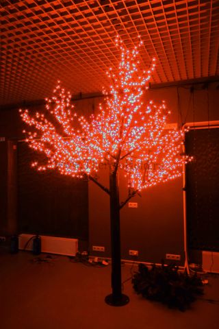 Светодиодное дерево "Сакура", высота 1,5м, диаметр кроны 1,8м, Красные светодиоды, IP 54, понижающий