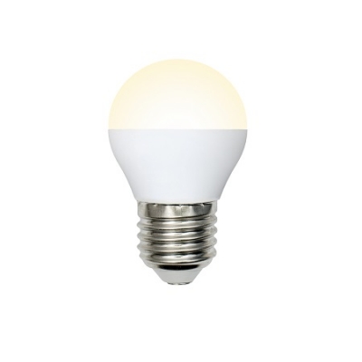 LED-G45-6W/WW/E27/FR/S Лампа светодиодная Volpe. Форма "шар", матовая колба. Материал корпуса термопластик. Цвет свечения теплый белый. Серия Simple.