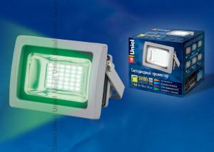 ULF-S04-10W/GREEN IP65 85-265В GREY Прожектор светодиодный. Мощность 10 Вт. Корпус серый. Цвет свечения зеленый. Степень защиты IP65. Упаковка картон.