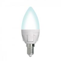 LED-C37 7W/4000K/E14/FR/DIM PLP01WH Лампа светодиодная, диммируемая. Форма «свеча», матовая. Серия Яркая. Белый свет (4000K). Картон. ТМ Uniel.