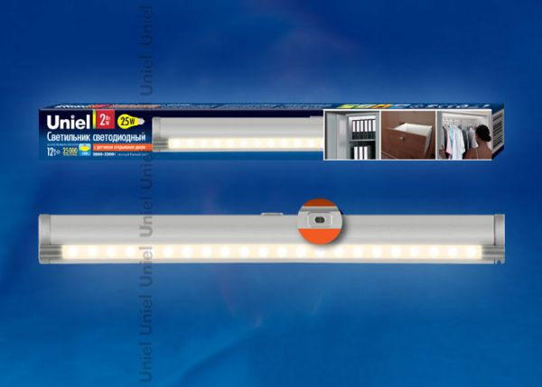 Светодиодный светильник с датчиком открывания двери. UNIEL ULE-F02-2W/WW/OS IP20 SILVER