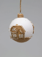 Новогодний матовый шар коллекция Village Зимний Дом, диаметр  80 мм