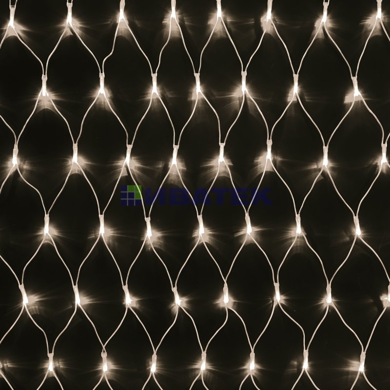 Гирлянда "Сеть" 2х1,5м, свечение с динамикой, прозрачный ПВХ, 288 LED, 230 В, цвет: Тёплый белый
