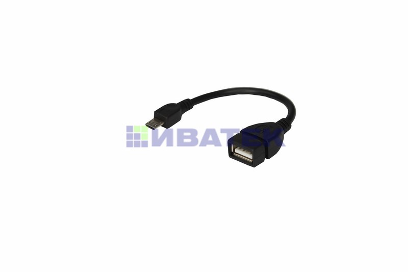 Изображение USB кабель OTG micro USB на USB шнур 0.15 м черный REXANT  интернет магазин Иватек ivatec.ru