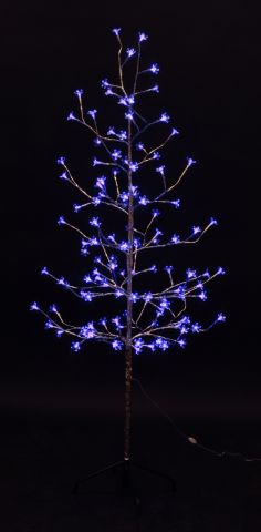 Дерево комнатное "Сакура", ствол и ветки фольга, высота 1.5 метра, 120 светодиодов синего цвета, тра