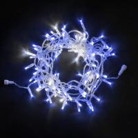 Гирлянда Нить с Колпачком 10м Синяя с Мерцанием Белого Диода 24В, 100 LED, Провод Прозрачный ПВХ, IP