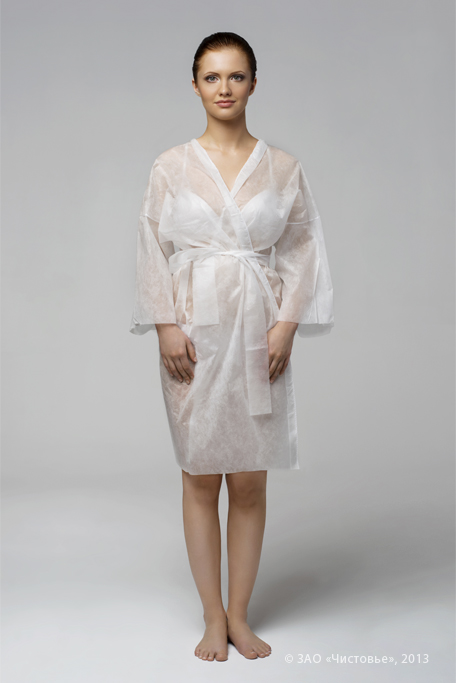 Халат-кимоно с рукавами SMS Белый , 5 шт/упк , арт.02-189
