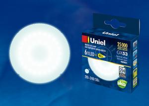 LED-GX53-6W/NW/GX53/FR Лампа светодиодная, матовая. Белый свет. Картон. ТМ Uniel.