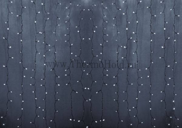 Гирлянда новогодняя "Светодиодный Дождь" 2х6м, постоянное свечение, прозрачный провод, 220В, Белый