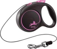 Поводок-рулетка Flexi Black Design cord XS 3m 8 kg pink