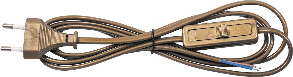 Изображение Сетевой шнур с выключателем, KF-HK-1 230V 1.9м золото  интернет магазин Иватек ivatec.ru