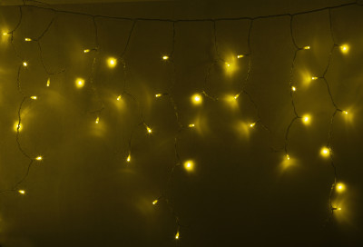 Гирлянда новогодняя Айсикл (бахрома) светодиодный, 4,8 х 0,6 м, прозрачный провод, 220В, диоды Желты