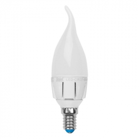 LED-CW37-6W/NW/E14/FR ALP01WH Лампа светодиодная. Форма "свеча на ветру", матовая колба. Материал корпуса алюминий. Цвет свечения белый. Серия Palazzo