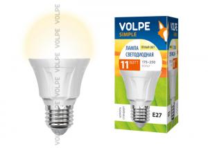 LED-A60-11W/WW/E27/FR/S Лампа светодиодная Volpe. Форма "A", матовая колба. Материал корпуса термопластик. Цвет свечения теплый белый. Серия Simple. У
