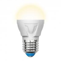LED-G45 7W/WW/E27/FR PLP01WH Лампа светодиодная. Форма «шар», матовая. Серия ЯРКАЯ. Теплый белый свет (3000K). Картон. ТМ Uniel