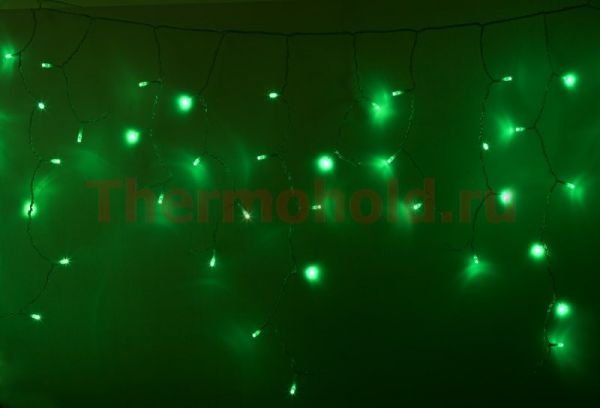 Гирлянда новогодняя Айсикл (бахрома) светодиодный, 3,3 х 0,6 м, прозрачный провод, 220В, диоды зелен