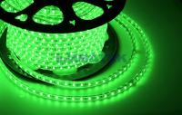 LED лента 220В, 10*7 мм, IP67, SMD 2835, 60 LED/m Зеленая, бухта 100 м