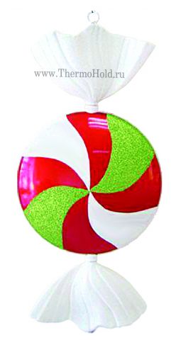 Елочная фигура "Леденец", 102 см, цвет Белый, Красный и Зеленый