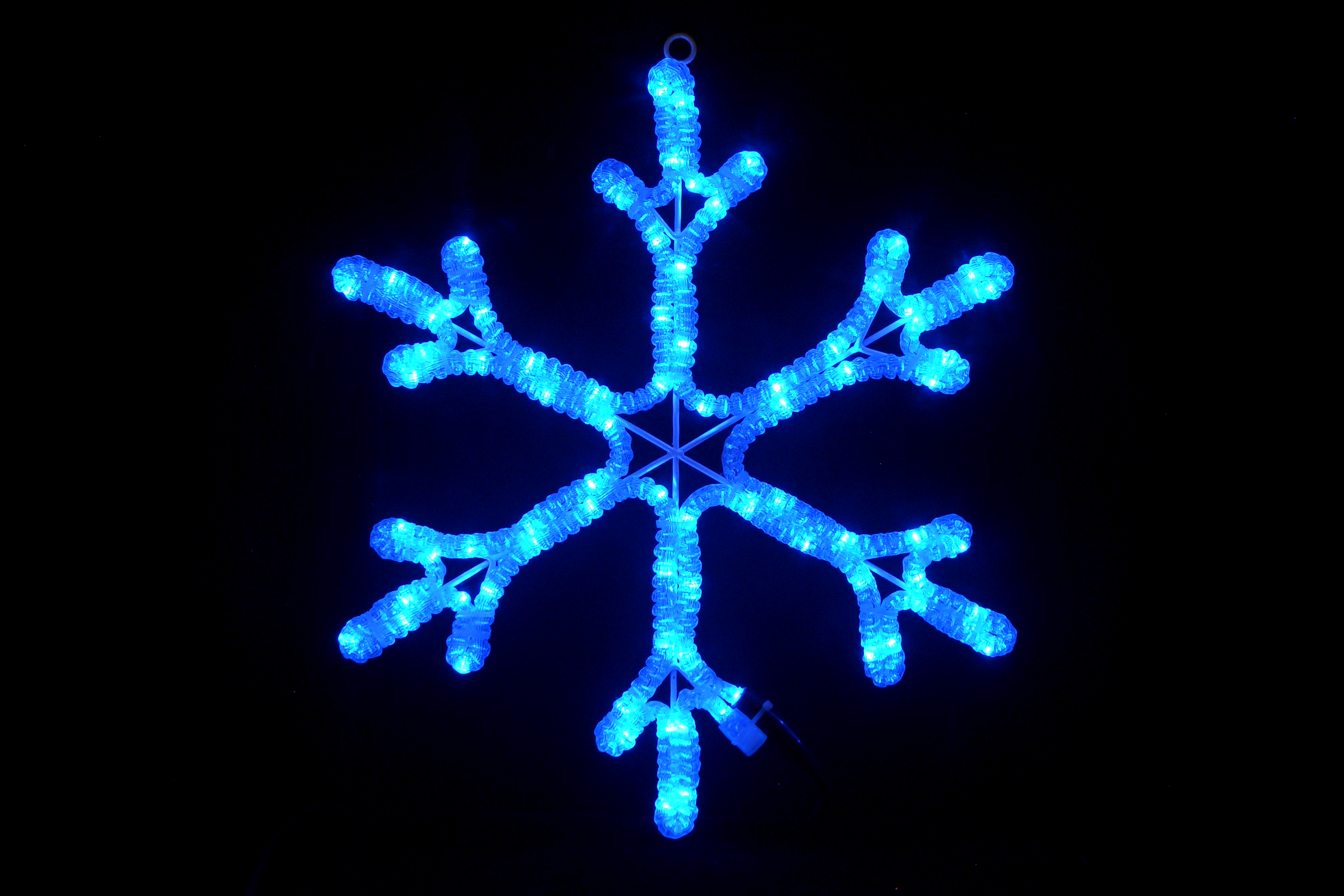 Изображение Мотив Снежинка из светодиодного дюралайта Синяя  60,96 см с мерцанием LED-XM(FR)-2D-CK005-24"-B-F(W) (FS-00-00000825)  интернет магазин Иватек ivatec.ru