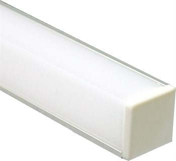 Профиль для ленты светодиодной  12V, CAB281 угловой квадратный с заглушками, серебро, 2м, ( в комплекте 2 заглушки, 4 крепежа)