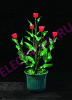 IMD-008 LED Куст розы в горшке,0,6 м., красные розы зеленые листья , 40 светодиод., 2W, 24V