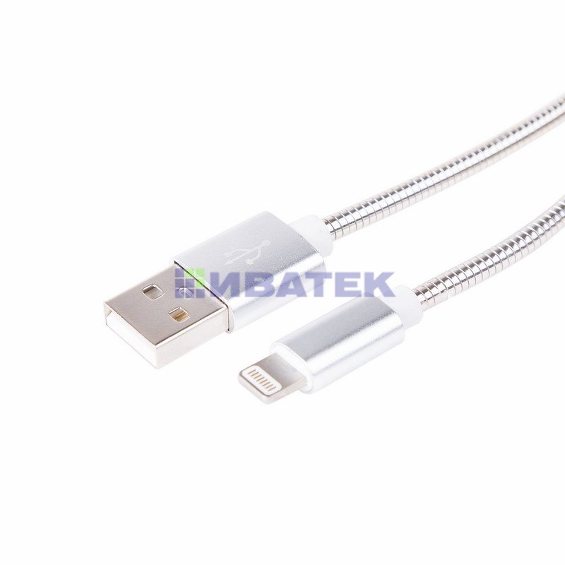 USB-Lightning кабель для iPhone/metall/steel color/1m/REXANT