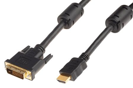 Изображение Шнур HDMI - DVI-D с фильтрами, длина 2 метра (GOLD) (PE пакет) REXANT  уп 10шт  интернет магазин Иватек ivatec.ru