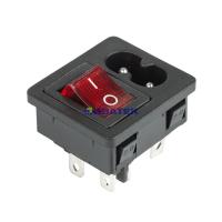 Выключатель клавишный 250 V 6 А (4с) ON-OFF красный с подсветкой и штекером C8 2PIN  REXANT (уп 10шт)