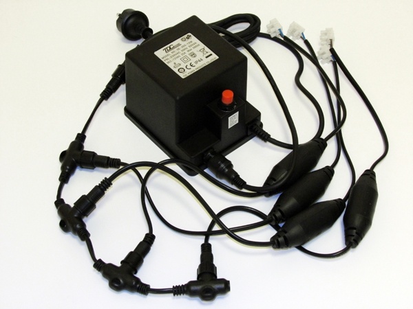 Трансформатор для новогодней гирлянды "Клип лайт" 300W, 240V/12V c 6-ю лучами для подключения J300W (FS-00-00000932)