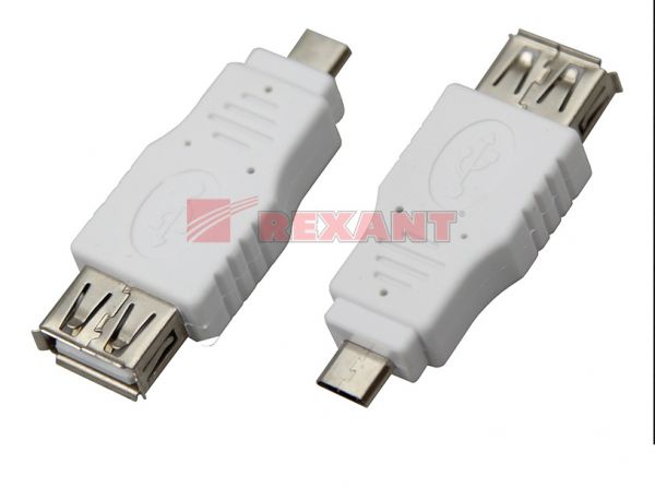Переходник гнездо USB-A (Female)-штекер microUSB (Male) REXANT