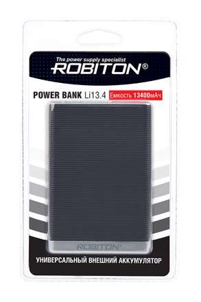 Изображение Универсальный внешний аккумулятор  ROBITON POWER BANK Li13.4-K 13400мАч черный BL1, арт. 15312  интернет магазин Иватек ivatec.ru