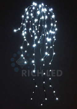 LED дреды 0,6м белый постоянное свечение 124LED 24В черный провод IP54, цвет: белый, провод: черный