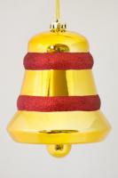 Елочная игрушка Объемный колокольчик глянцевый 150 мм Золото