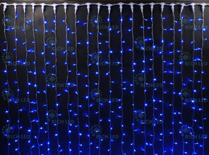 Занавес 2*6 м, 220 В, постоянное свечение, цвет: синий, провод: черный IP54