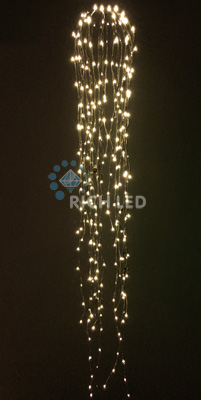 LED дреды 1,5м  теплый белый постоянное свечение 288LED 24В черный провод IP54, цвет: теплый белый,